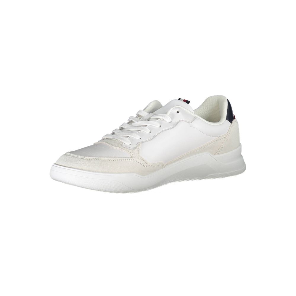 Tommy Hilfiger White Polyester Men Sneaker with sustainable 100% recycled material, urban design, contrasting details.