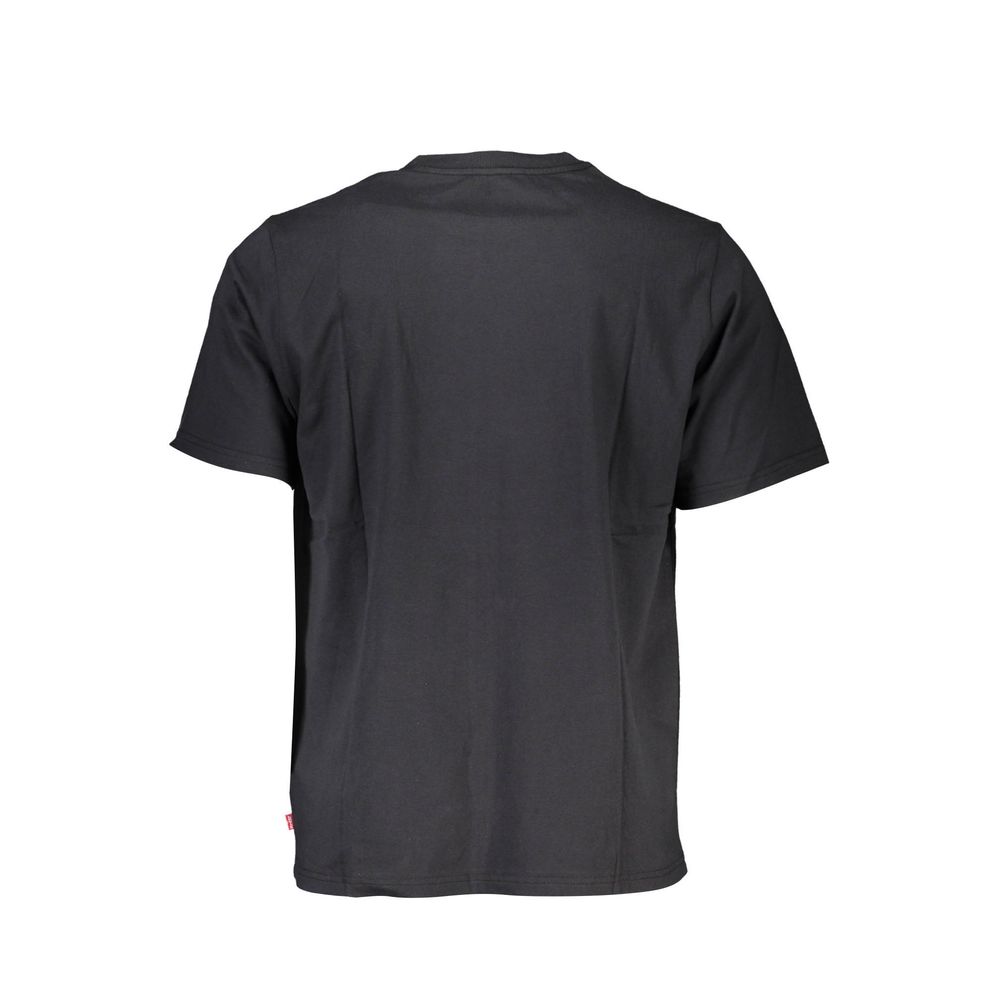 Back view of Levi's Black Cotton Men T-Shirt with crew neck and short sleeves, showcasing classic style and iconic comfort.