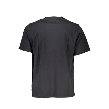 Back view of Levi's Black Cotton Men T-Shirt with crew neck and short sleeves, showcasing classic style and iconic comfort.