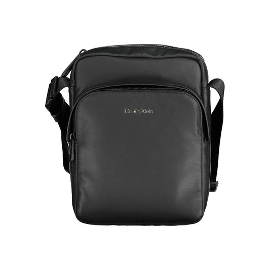 Calvin Klein Black Polyester Men Shoulder Bag with adjustable strap and pockets for secure storage, eco-friendly material, sleek design.