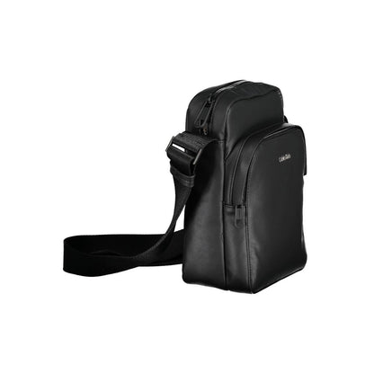 Calvin Klein Black Polyester Men Shoulder Bag with adjustable strap and storage pockets, eco-friendly design for modern style.