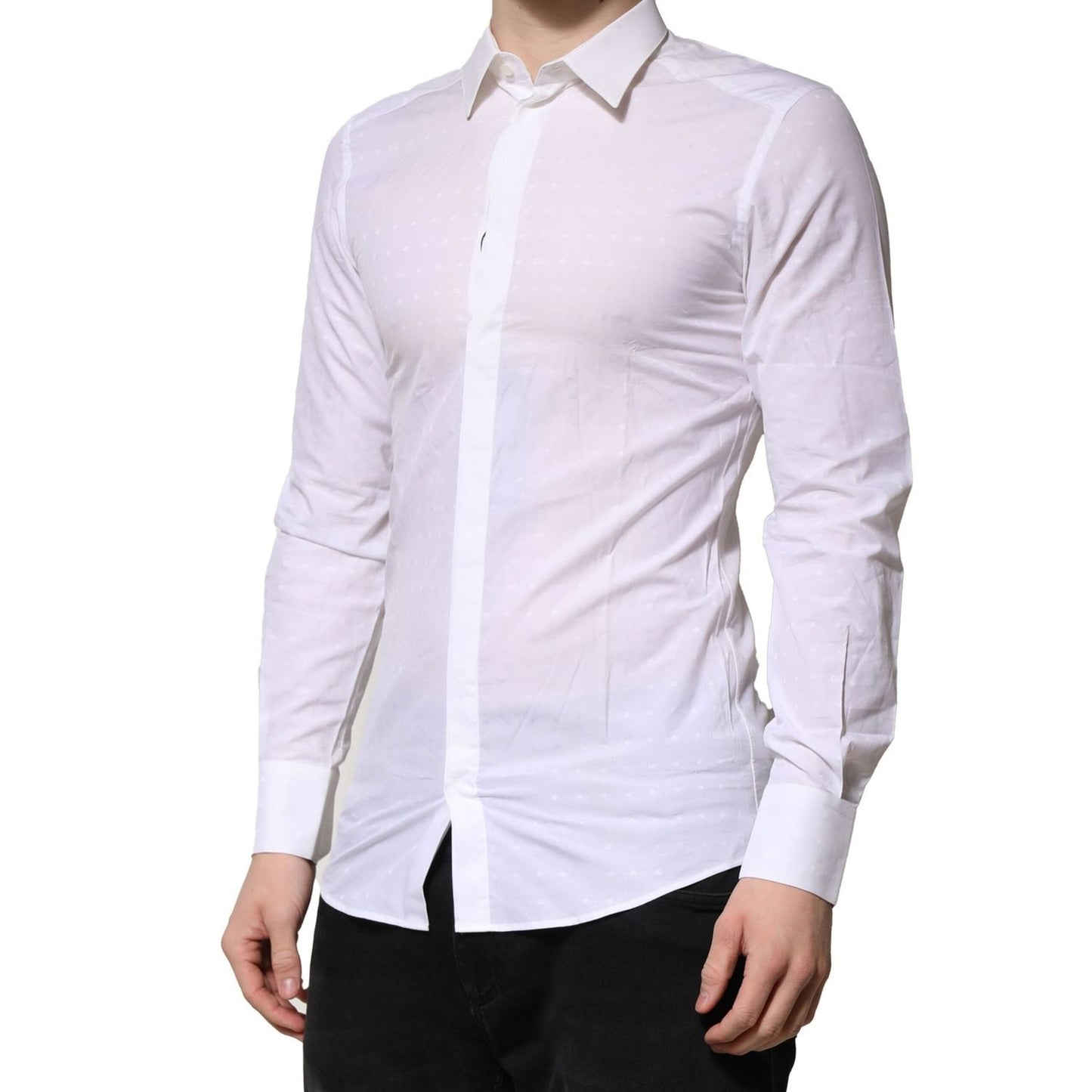 Dolce & Gabbana White Cotton GOLD Long Sleeves Formal Shirt