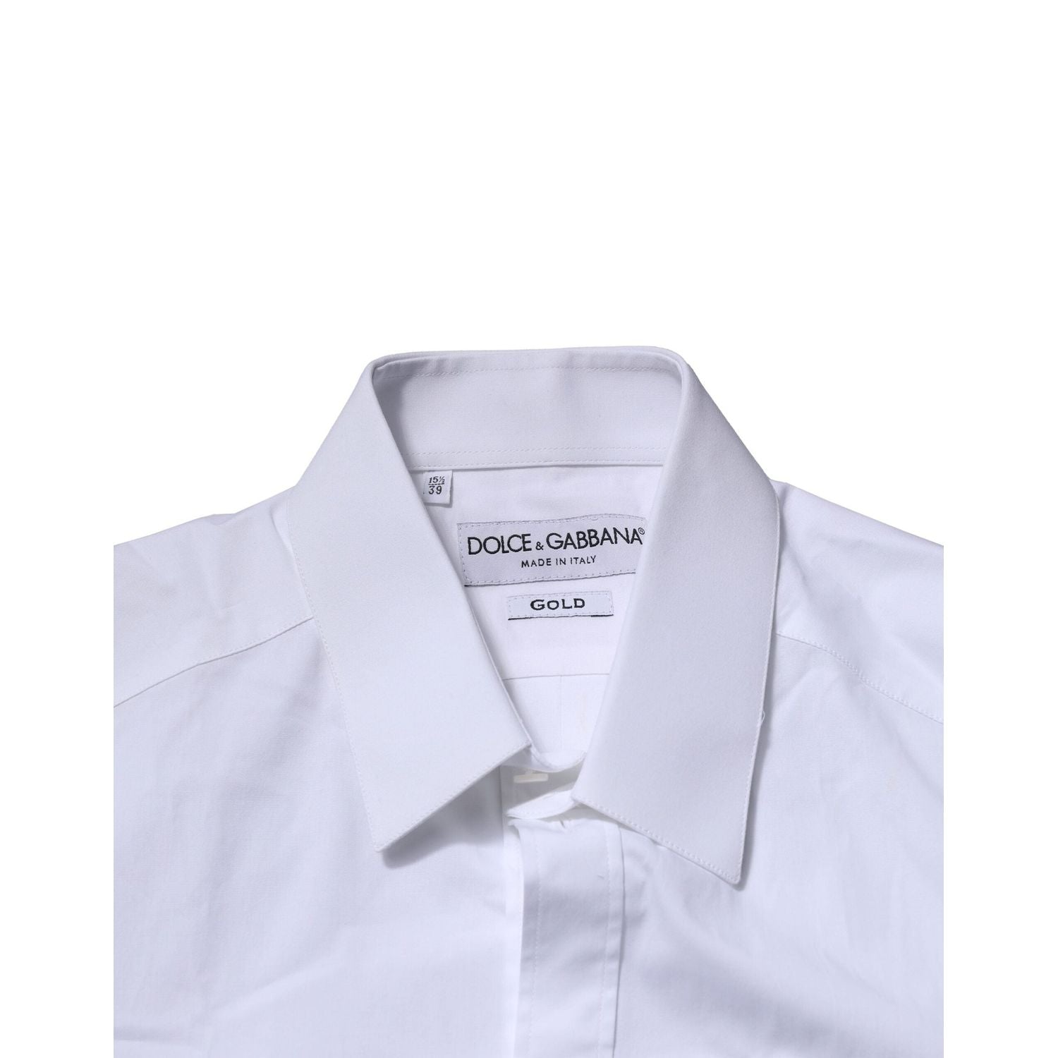 Dolce & Gabbana White Cotton GOLD Long Sleeves Formal Shirt