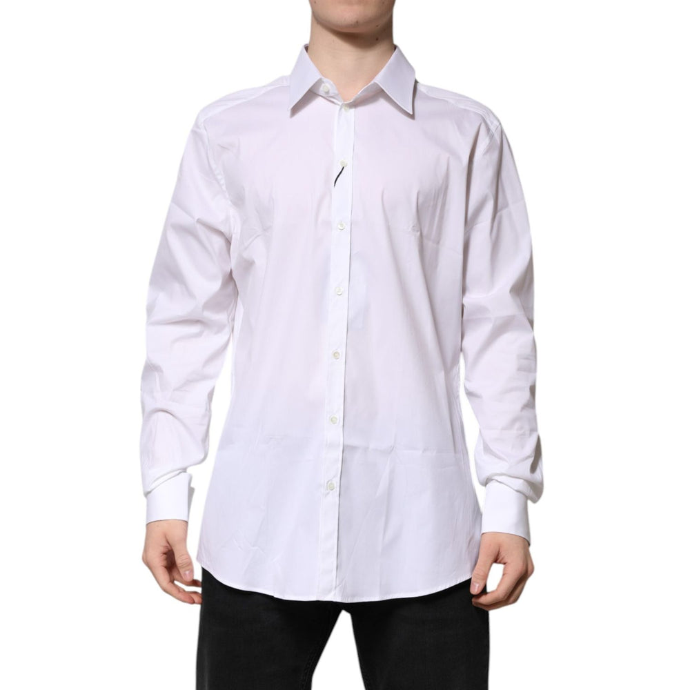 Dolce & Gabbana White Cotton GOLD Long Sleeves Formal Shirt