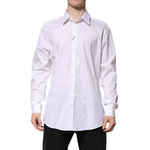 Dolce & Gabbana White Cotton GOLD Long Sleeves Formal Shirt
