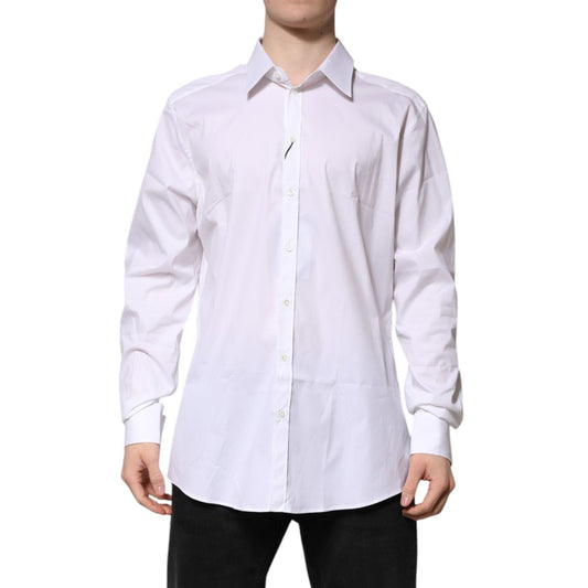 Dolce & Gabbana White Cotton GOLD Long Sleeves Formal Shirt