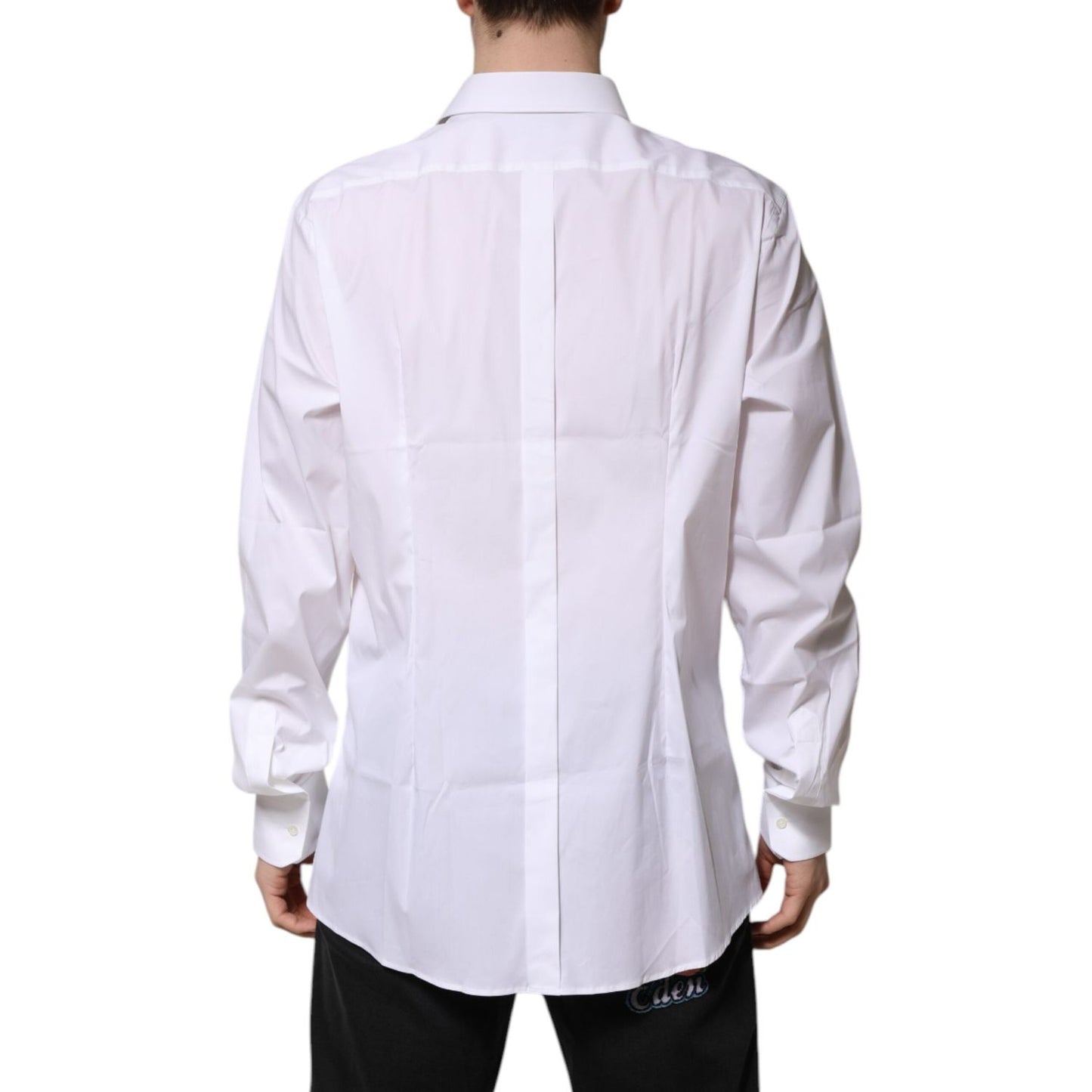 Dolce & Gabbana White Cotton GOLD Long Sleeves Formal Shirt