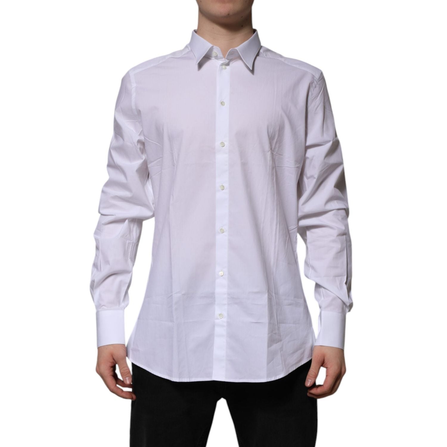 Dolce & Gabbana White Cotton GOLD Long Sleeves Formal Shirt