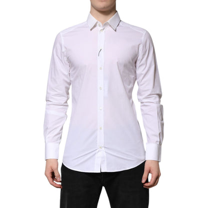 Dolce & Gabbana White Cotton GOLD Long Sleeves Formal Shirt