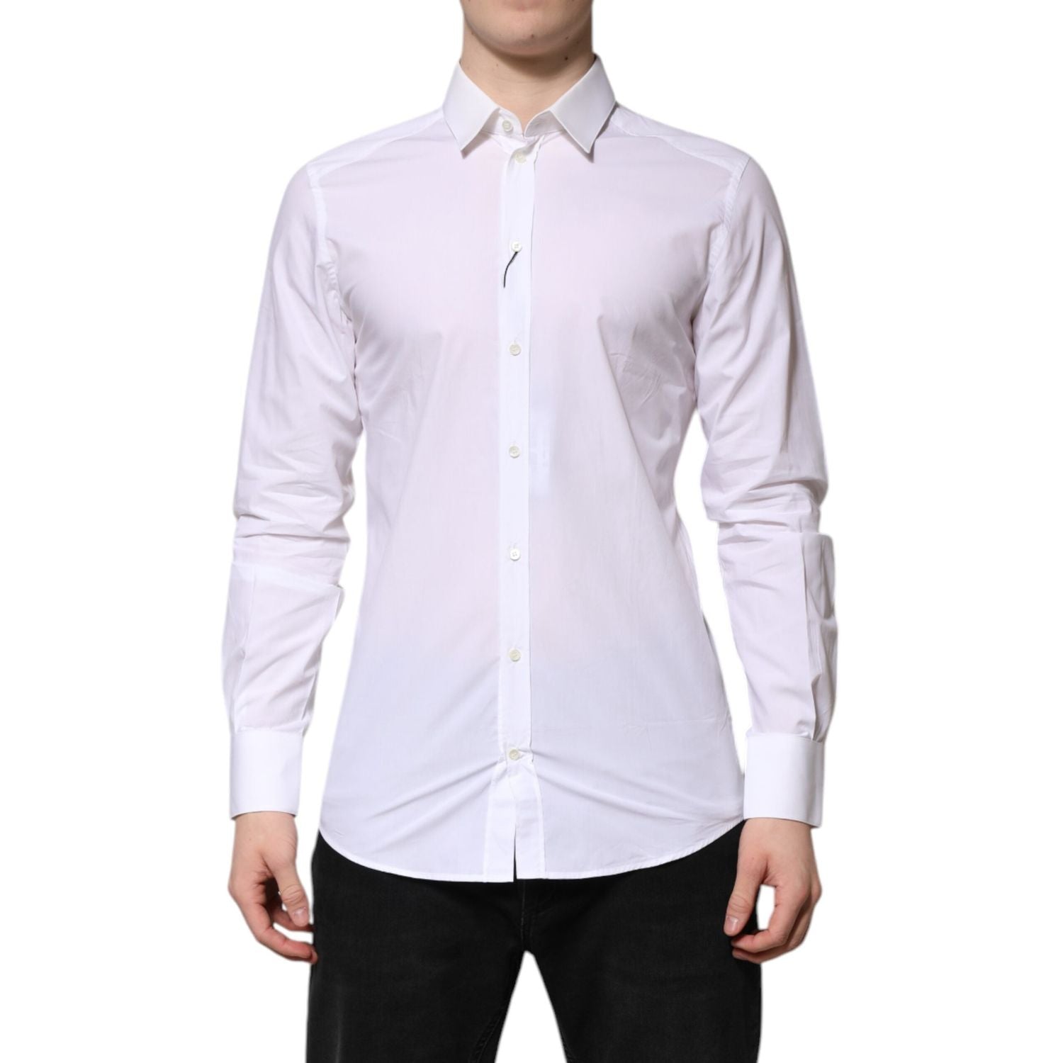 Dolce & Gabbana White Cotton GOLD Long Sleeves Formal Shirt