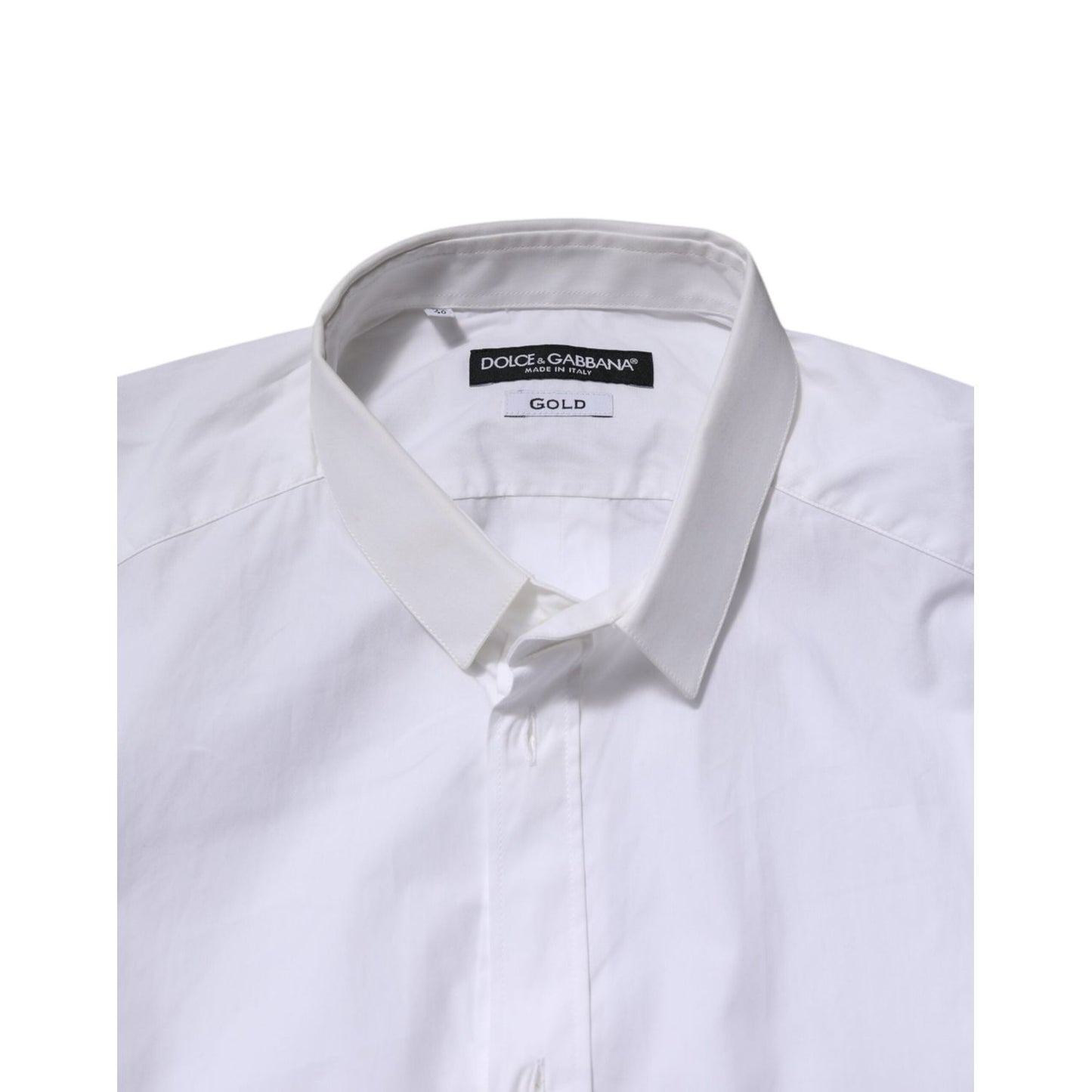 Dolce & Gabbana White Cotton GOLD Long Sleeves Formal Shirt TSH906843-38