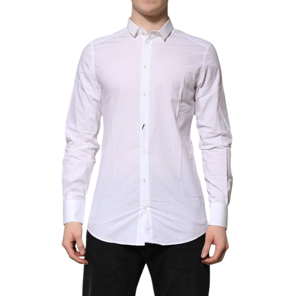 Dolce & Gabbana White Cotton GOLD Long Sleeves Formal Shirt TSH906844-40
