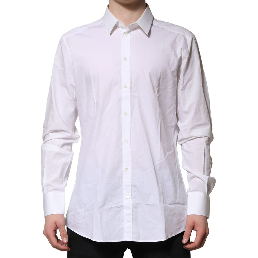 Dolce & Gabbana White Cotton GOLD Long Sleeves Formal Shirt TSH906845-37