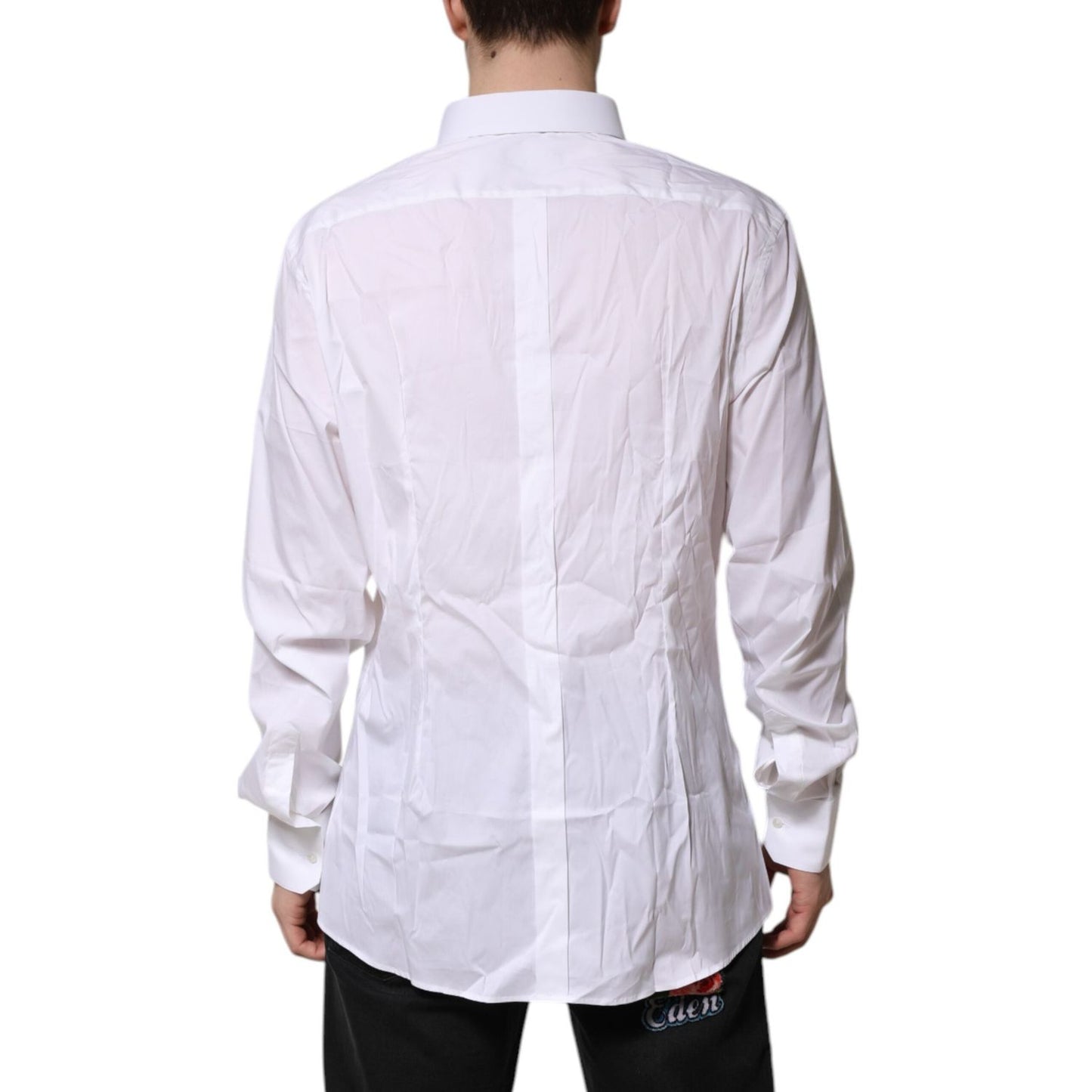 Dolce & Gabbana White Cotton GOLD Long Sleeves Formal Shirt TSH906848-44