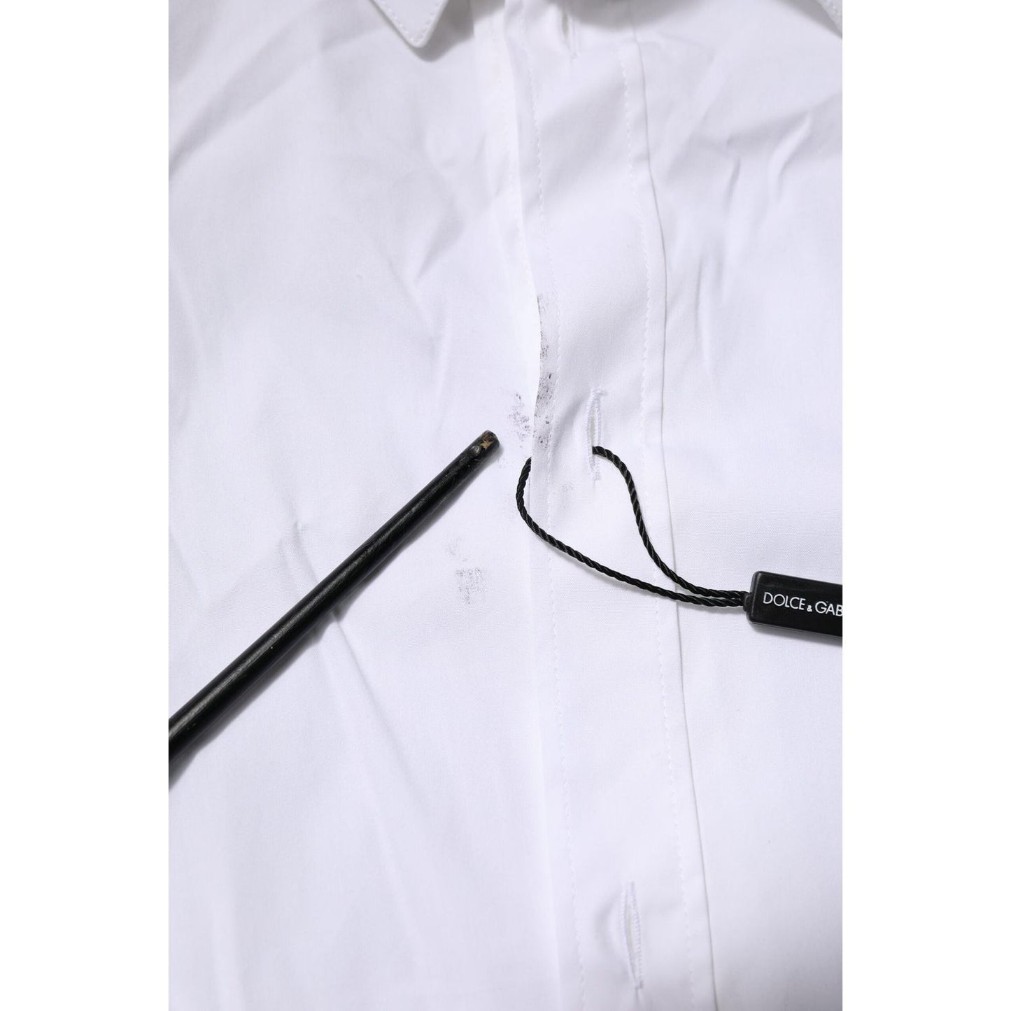 Dolce & Gabbana White Cotton GOLD Long Sleeves Formal Shirt TSH906848-44