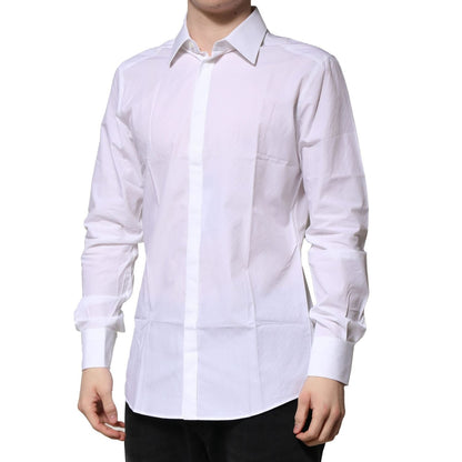 Dolce & Gabbana White Cotton GOLD Long Sleeves Formal Shirt