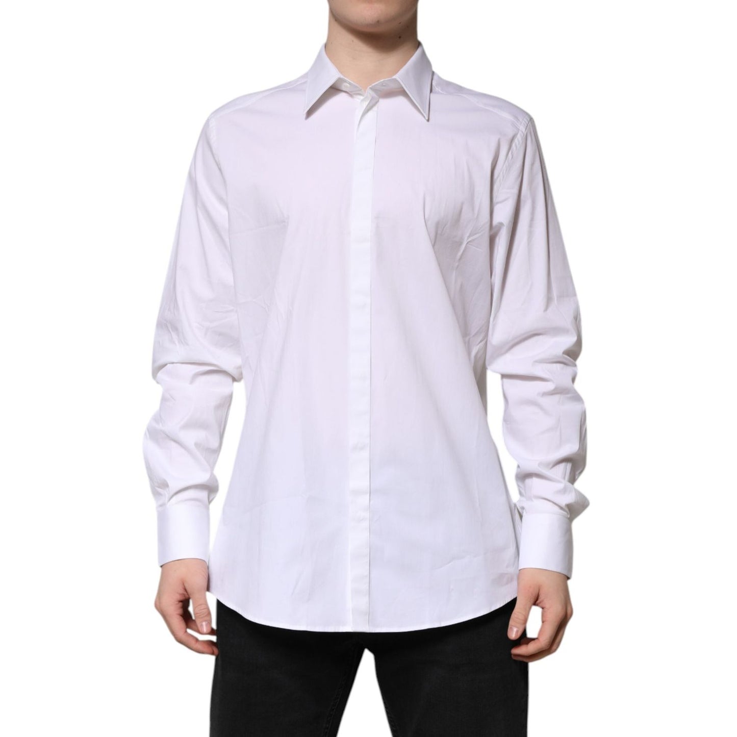 Dolce & Gabbana White MARTINI Long Sleeve Dress Formal Shirt TSH906866-40