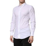 Dolce & Gabbana White GOLD Long Sleeves Dress Men Formal Shirt