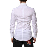 Dolce & Gabbana White GOLD Long Sleeves Dress Men Formal Shirt