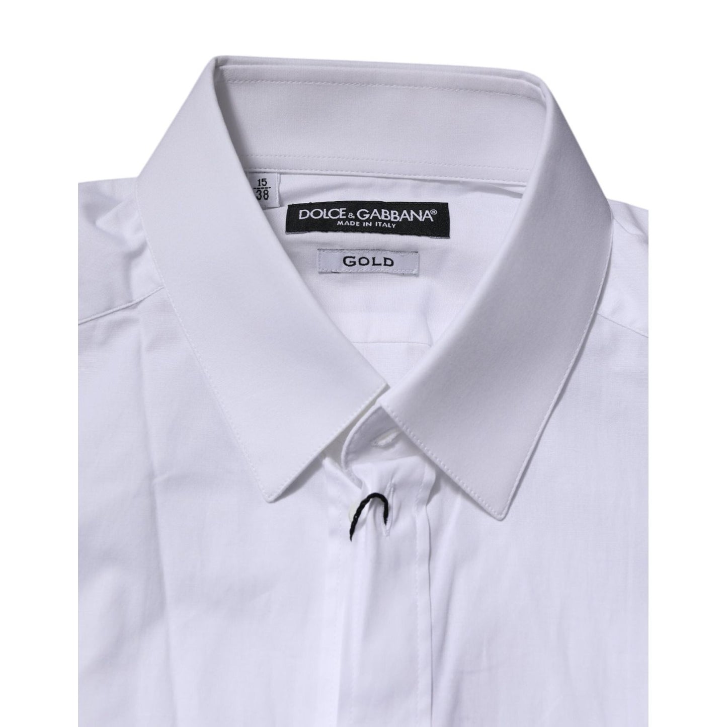 Dolce & Gabbana White GOLD Long Sleeves Dress Men Formal Shirt
