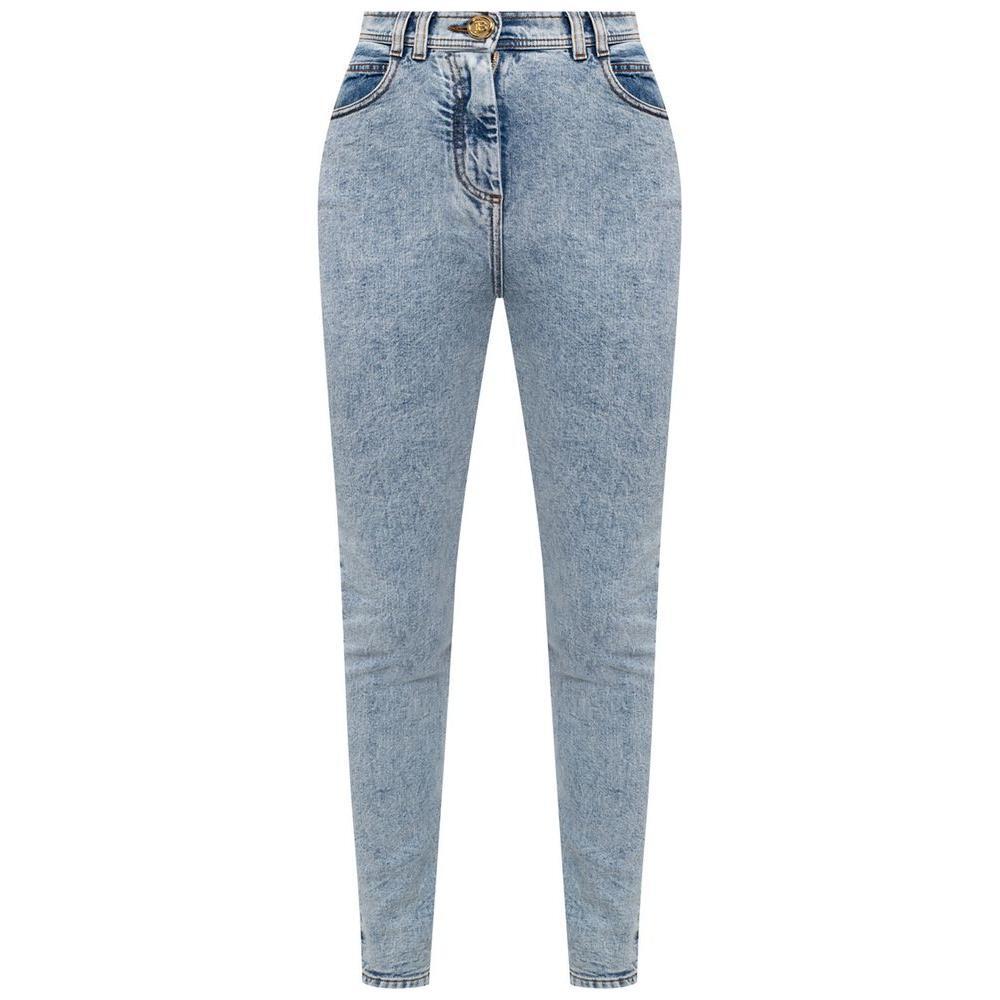 Balmain Blue Cotton Women's High-Waisted Jean