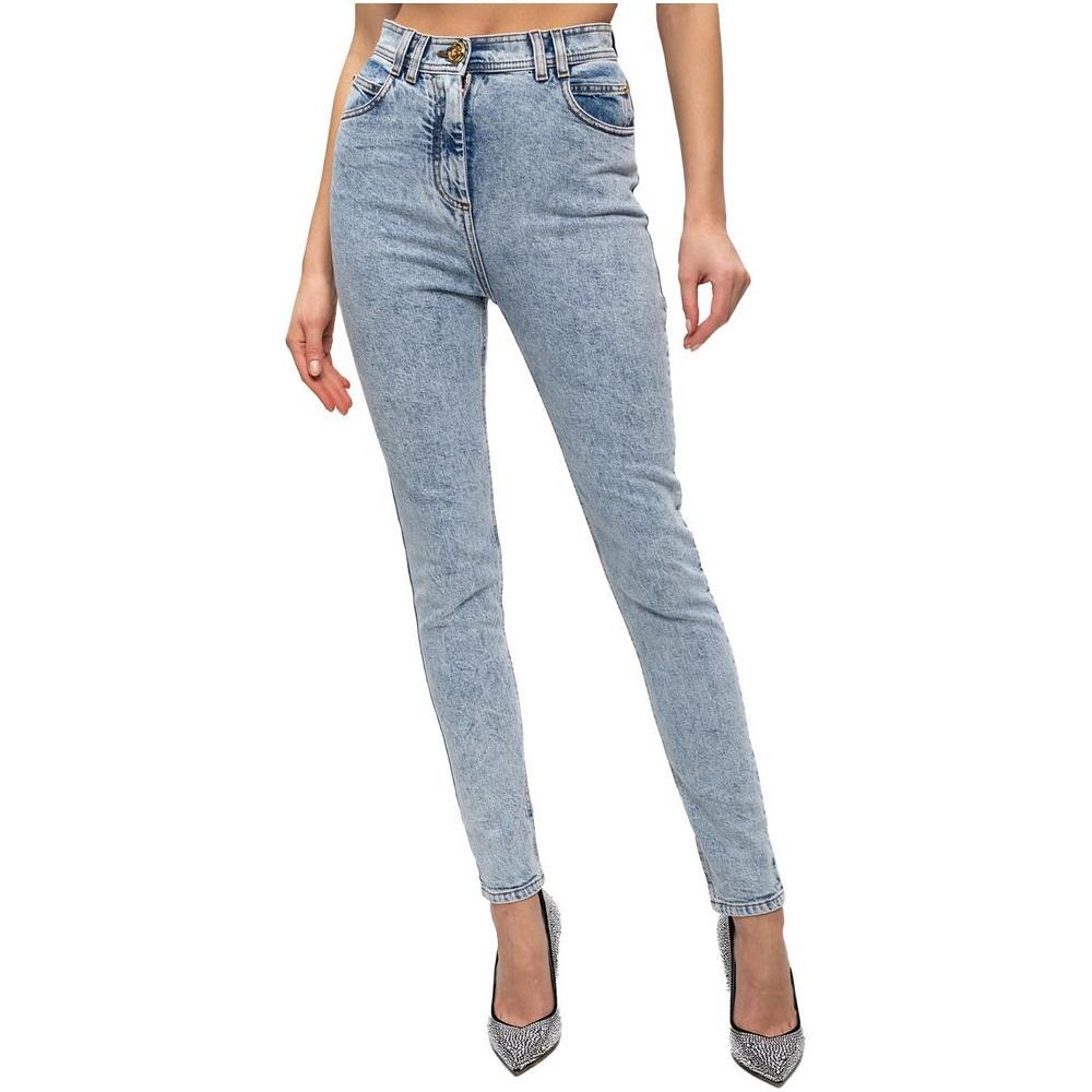 Balmain Blue Cotton Women's High-Waisted Jean