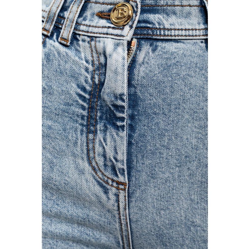 Balmain Blue Cotton Women's High-Waisted Jean