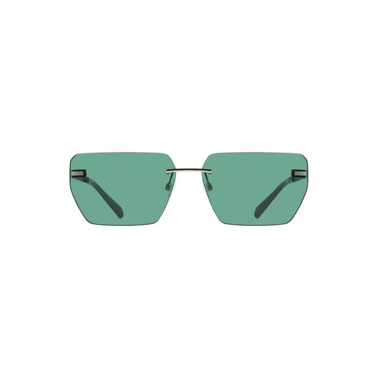 Calvin Klein Green Metal Men Sunglass with sleek square green lenses and a stylish metal frame for a sophisticated look.