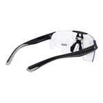 Fila Black Men Sunglass with black full-rim nylon frame and grey plastic lenses, providing 100% UVA & UVB protection, includes branded case.