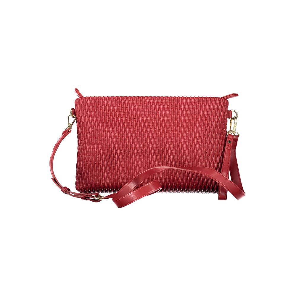 Mario Valentino Red Polyethylene Women Handbag with adjustable strap and textured design