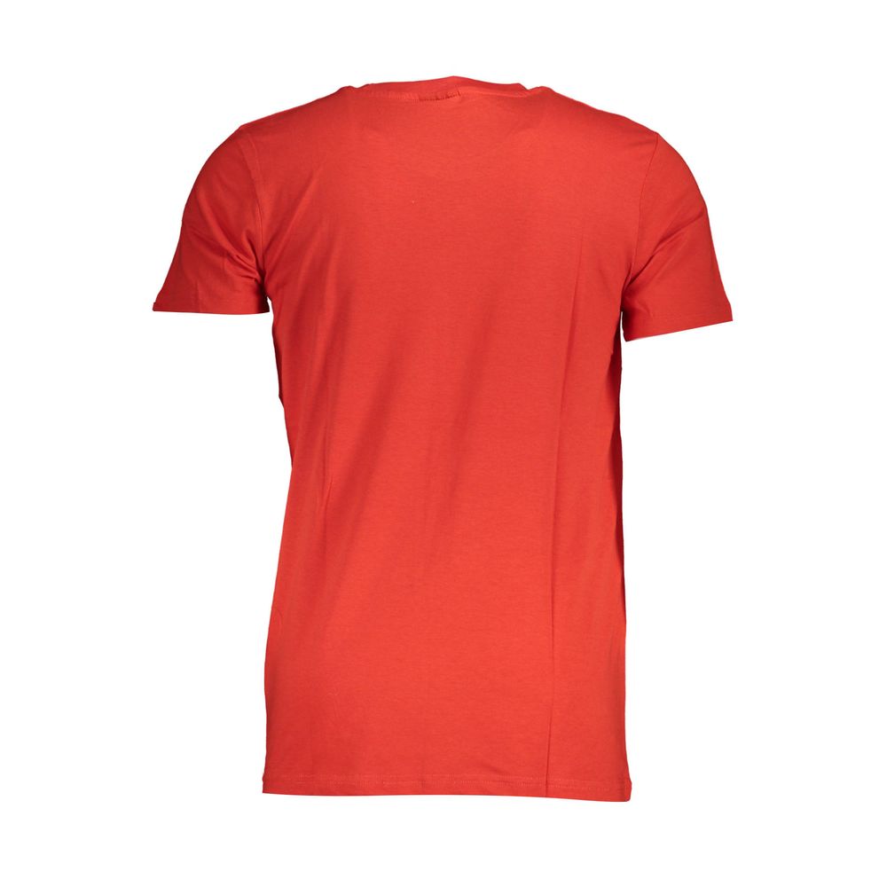 Back view of Norway 1963 Red Cotton Men T-Shirt showcasing bold red color and sleek short-sleeve design.