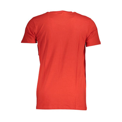 Back view of Norway 1963 Red Cotton Men T-Shirt showcasing bold red color and sleek short-sleeve design.