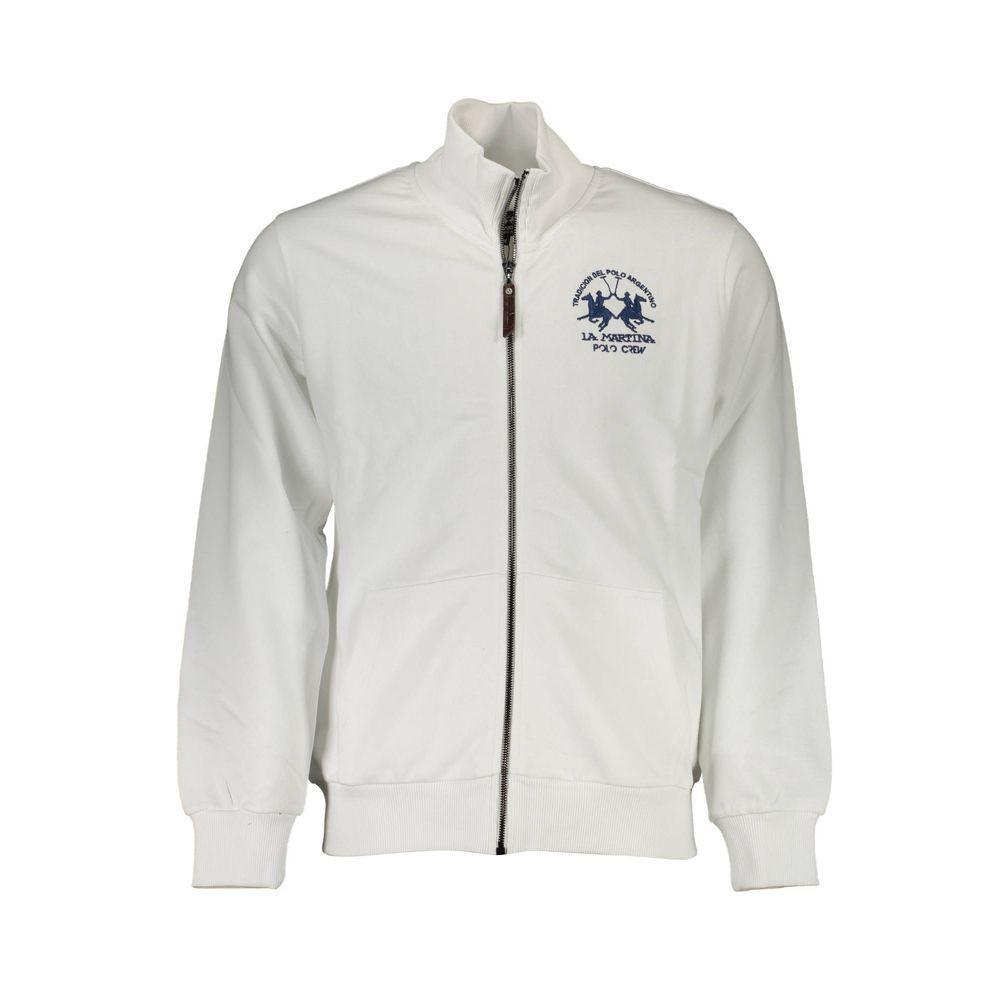 La Martina White Cotton Men Sweater LA-37568-M