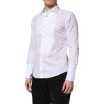 Dolce & Gabbana White GOLD Long Sleeve Dress Men Formal Shirt