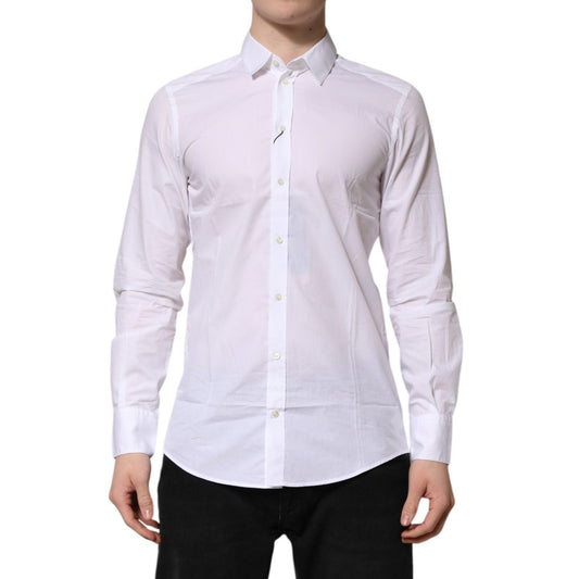 Dolce & Gabbana White Cotton Long Sleeves Dress Formal Shirt