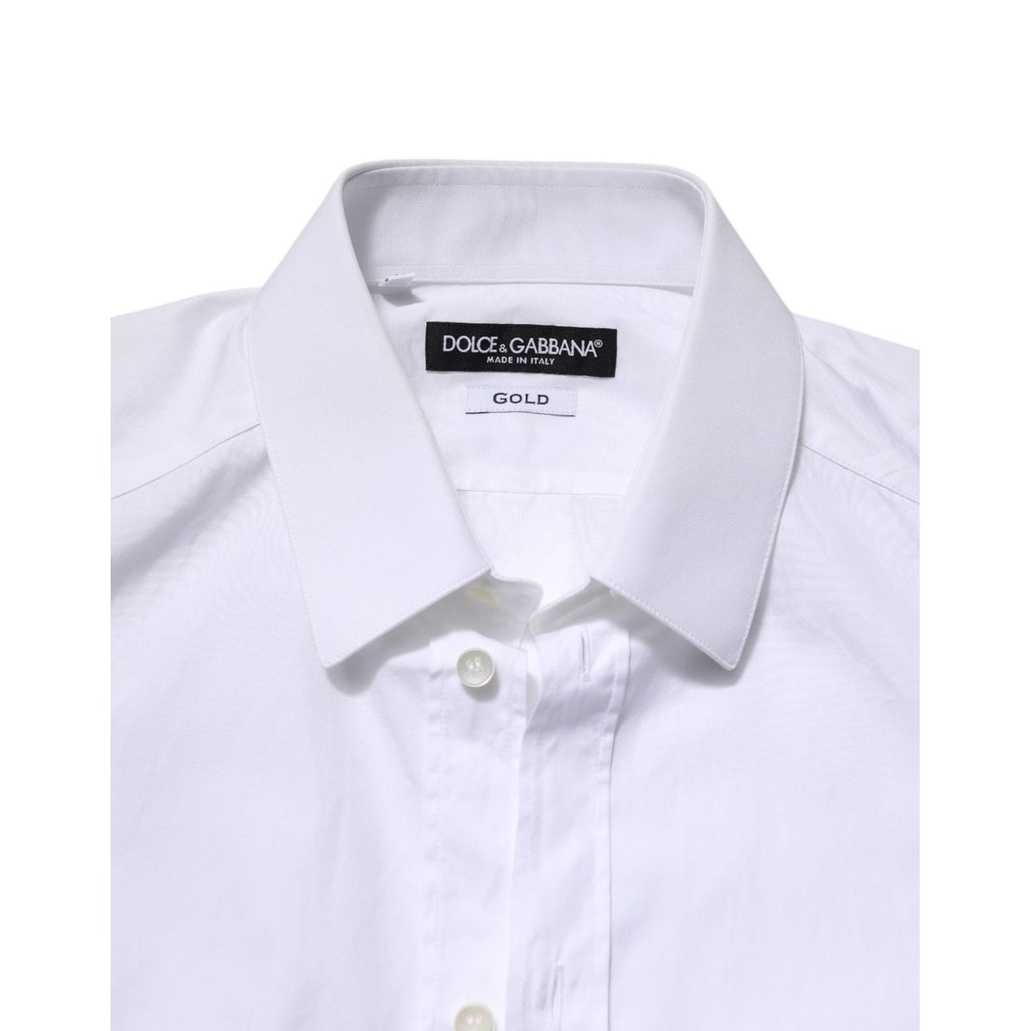 Dolce & Gabbana White GOLD Cotton Long Sleeve Men Formal Shirt TSH906908-38