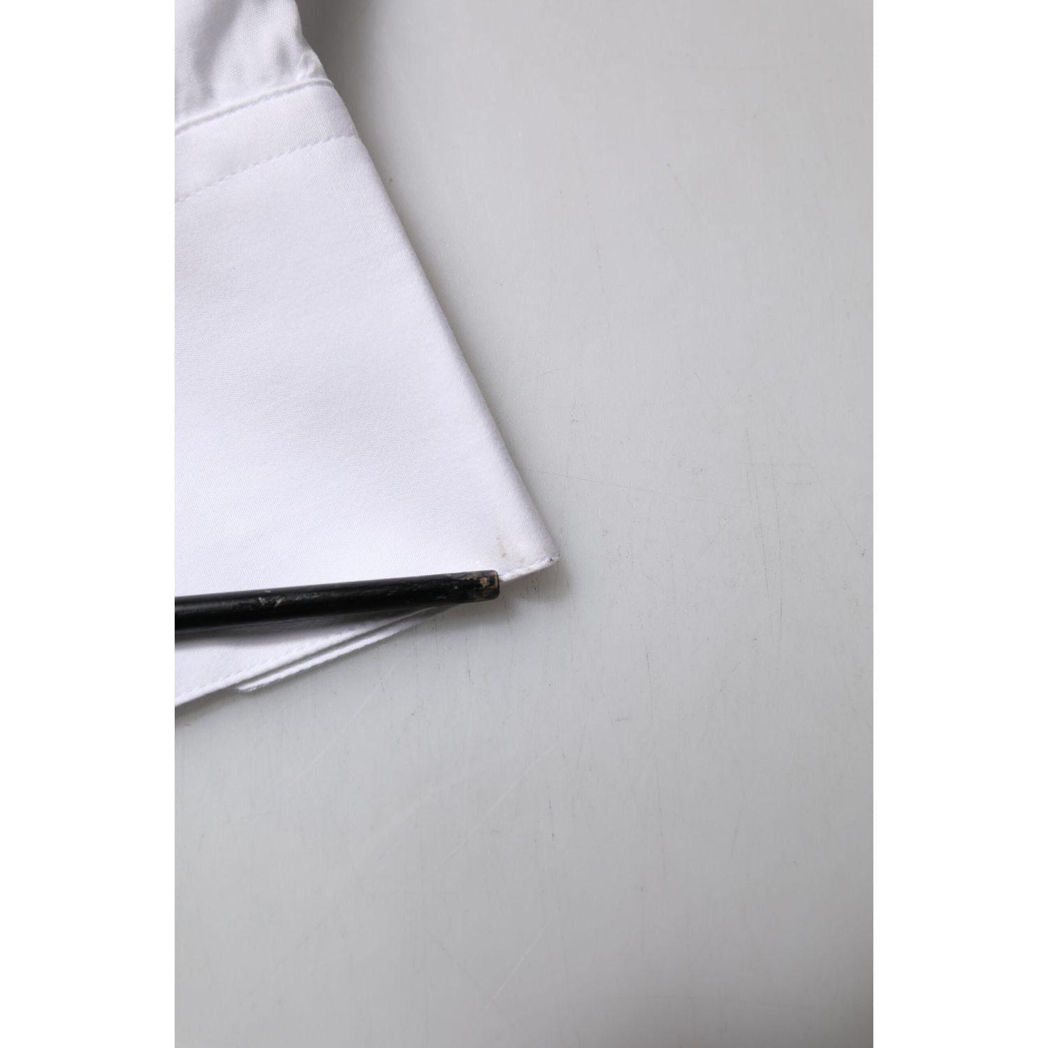 Dolce & Gabbana White GOLD Cotton Long Sleeve Men Formal Shirt