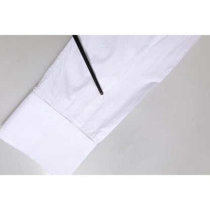 Dolce & Gabbana White GOLD Cotton Poplin Dress Formal Shirt
