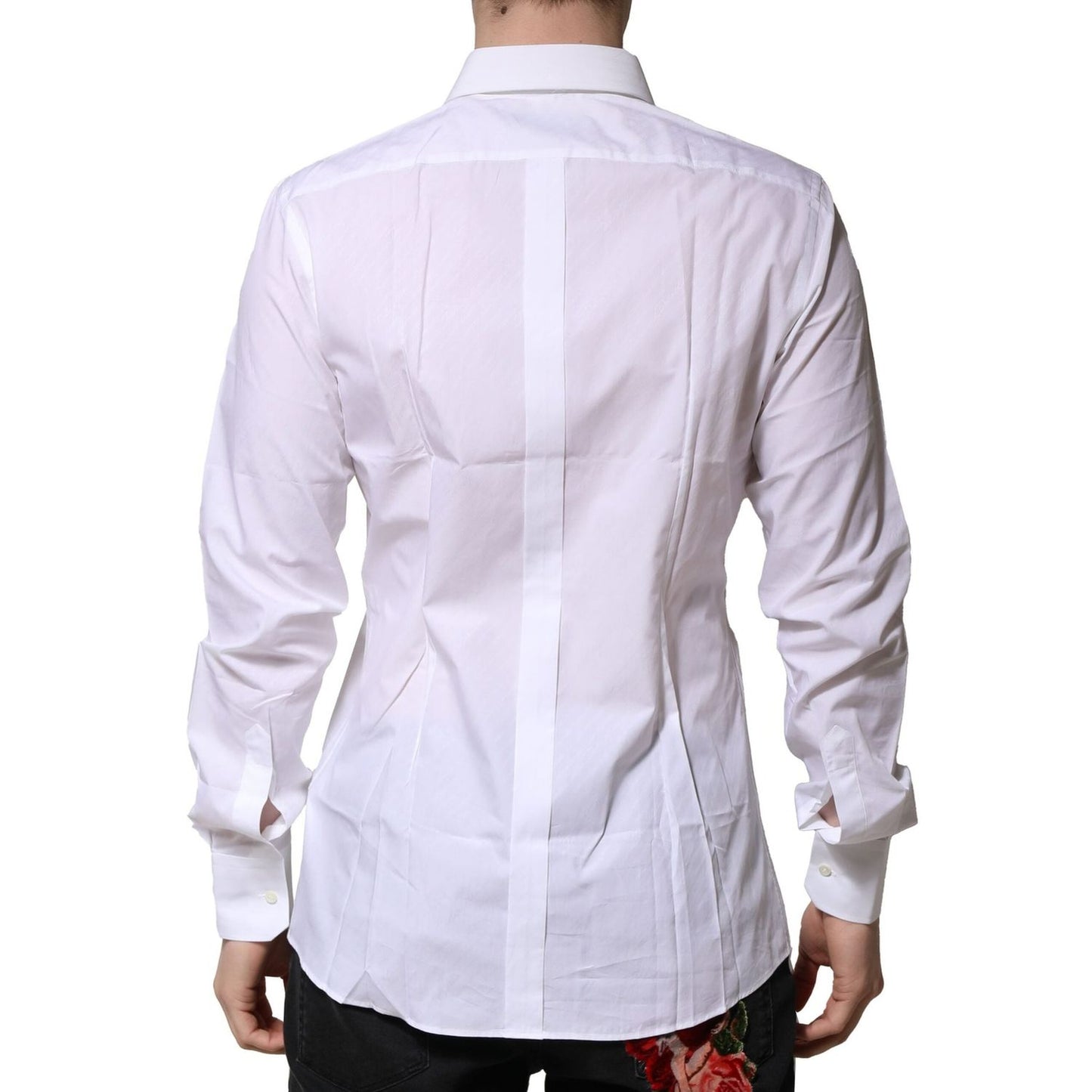 Dolce & Gabbana White GOLD Cotton Long Sleeves Men Formal Shirt TSH906918-41