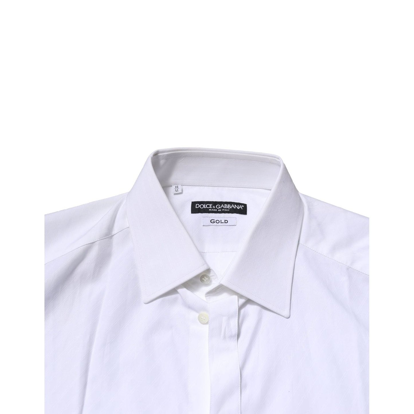 Dolce & Gabbana White GOLD Cotton Long Sleeves Men Formal Shirt TSH906918-41