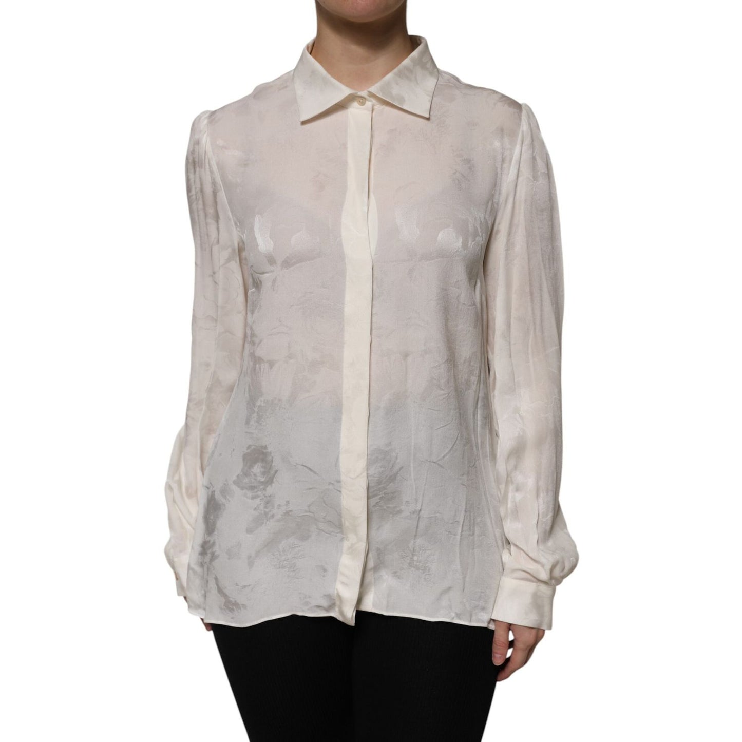 Dolce & Gabbana White Button Down Long Sleeves Blouse Top