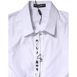 Dolce & Gabbana White Rhinestone Embellish Long Sleeves Top TSH906739-46