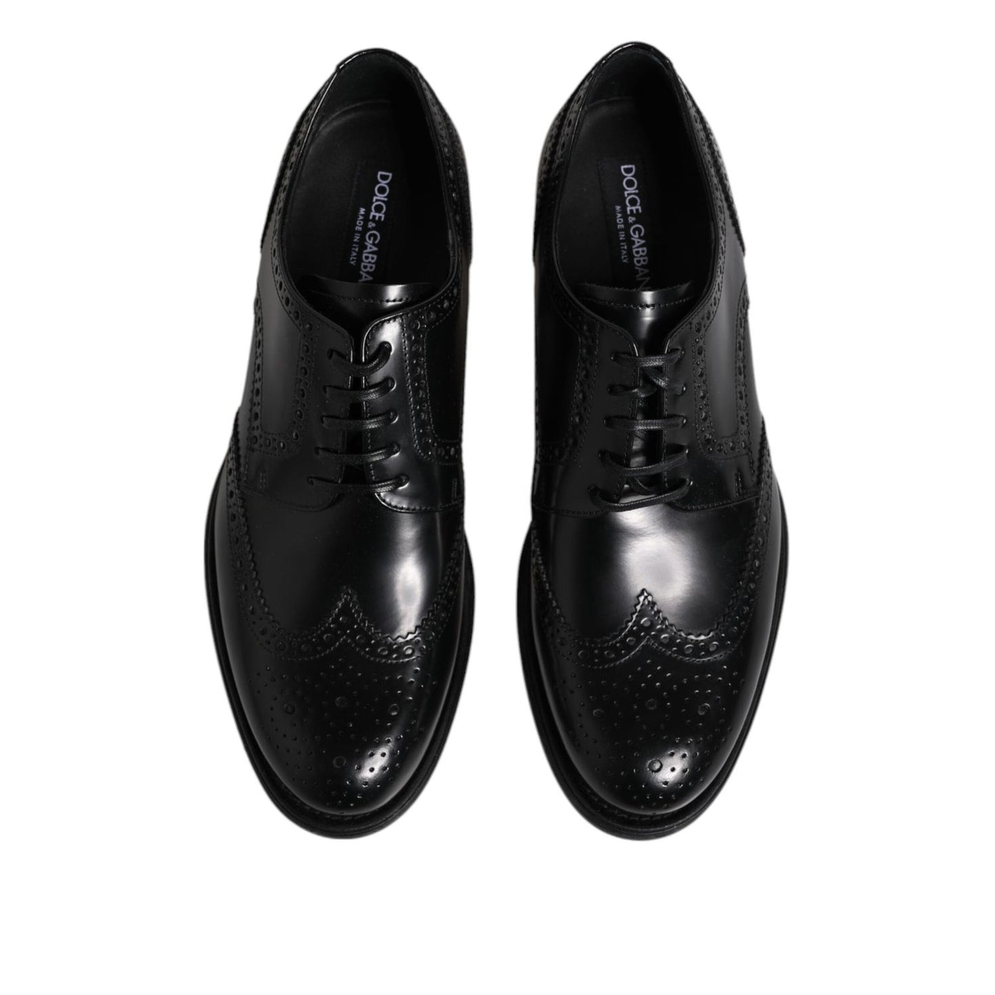 Dolce & Gabbana Black Leather Derby Wingtip Formal Shoes