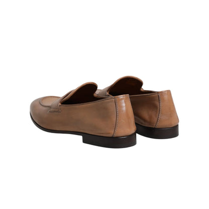 Brunello Cucinelli Brown Leather Loafer Dress Formal Shoes