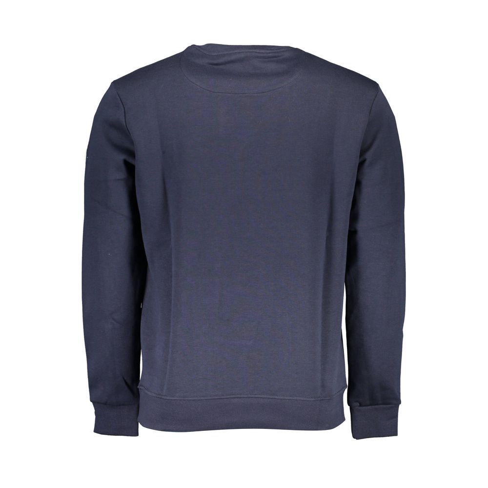 Back view of North Sails Blue Cotton Men Sweater showcasing its style and comfort in a serene blue hue.