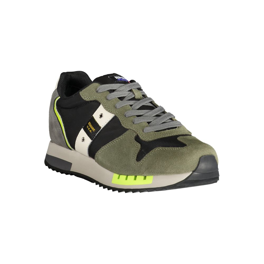 Blauer Green Polyester Sneaker with contrasting laces and details, logo print