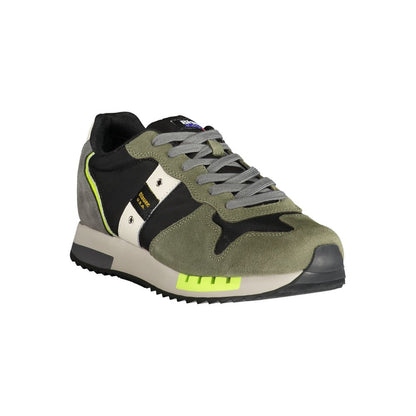 Blauer Green Polyester Sneaker with contrasting laces and details, logo print