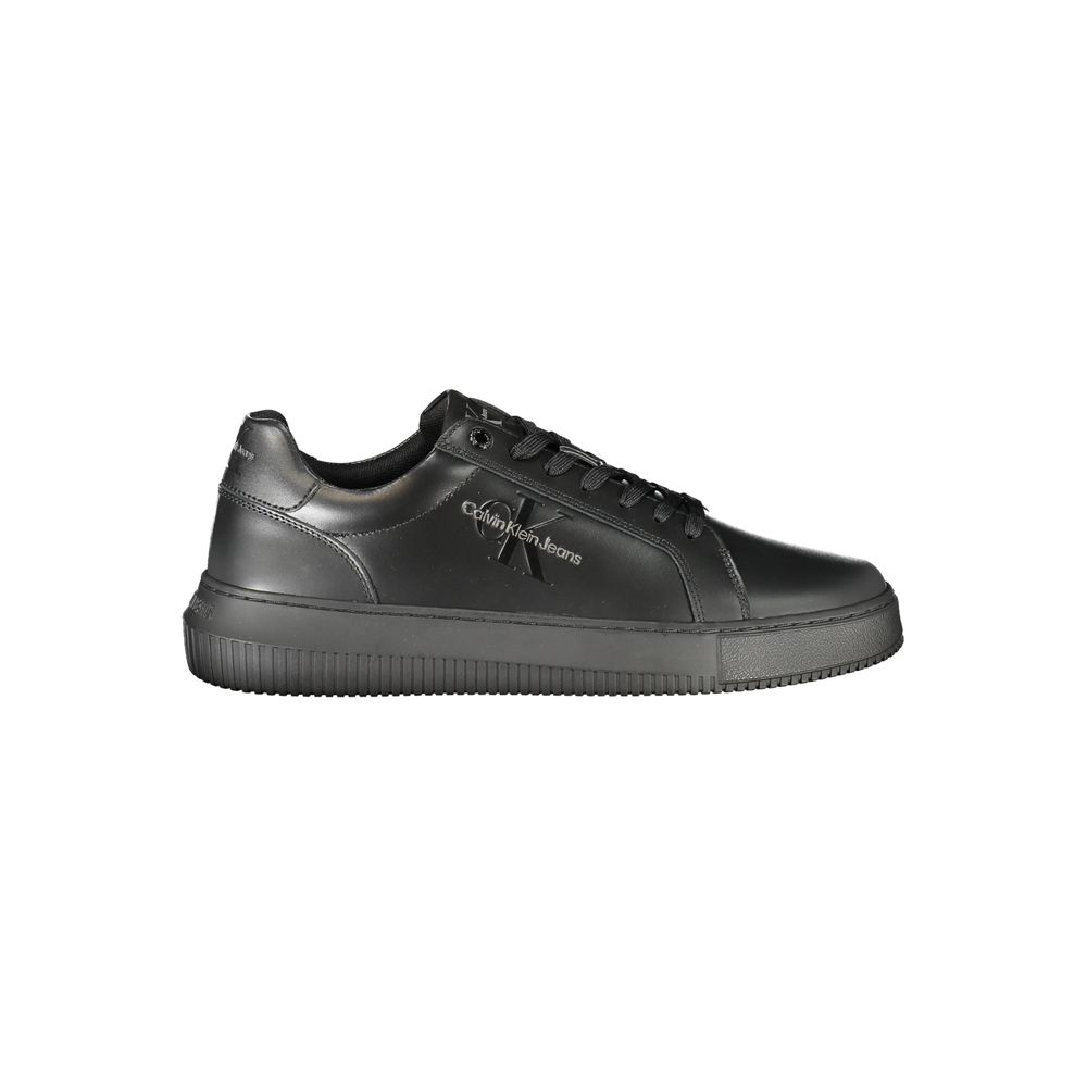 Calvin Klein Black Polyester Sneaker with lace-up design, contrasting details, removable footbed, and logo