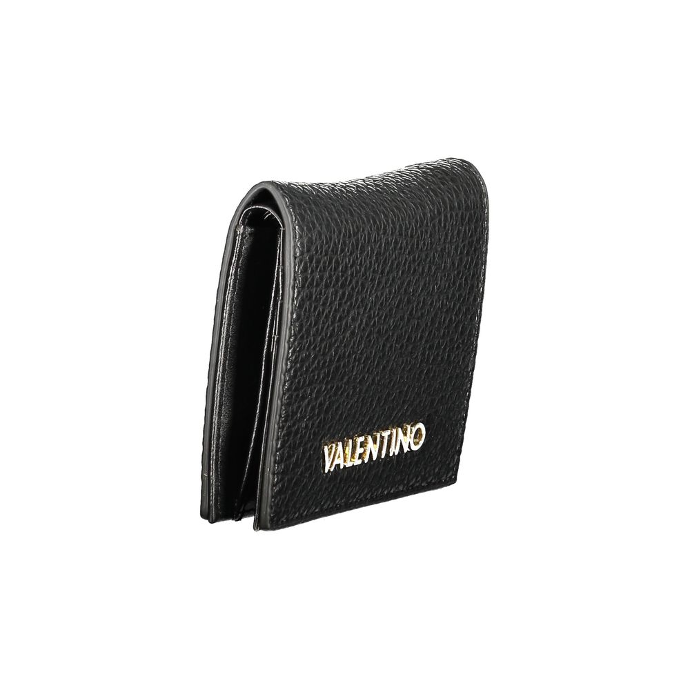Mario Valentino Black Polyethylene Wallet with logo, automatic closure, card spaces, coin purse, recycled material.