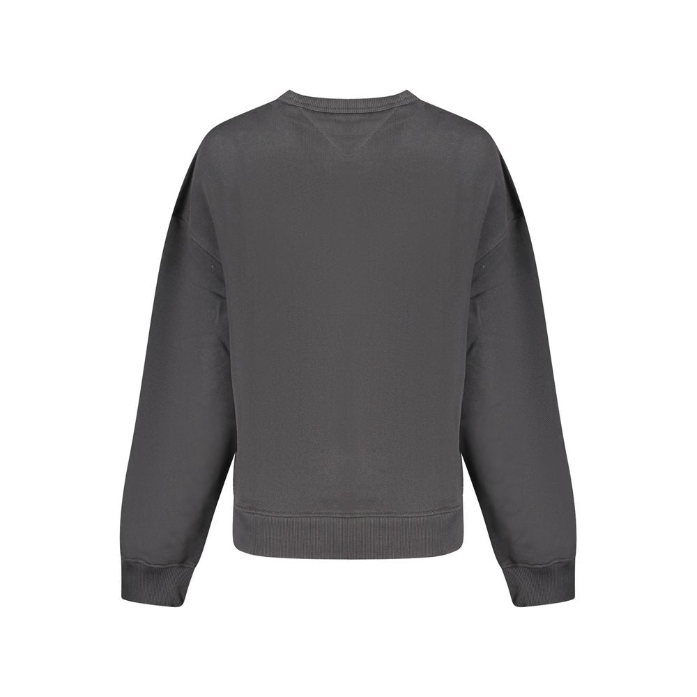 Back view of Tommy Hilfiger Black Cotton Women Sweater showcasing sophisticated casual design.